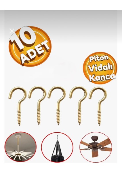 Metal Piton Vidalı Gerdirme Çekme Kaldırma Avize Asma Kiti 18X60 (25 Adet)