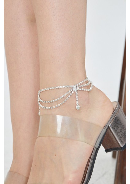 Gümüş Kaplama Kristal Taşlı Halhal