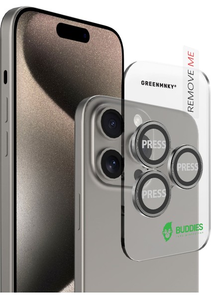 Buddıes iPhone 15 Pro / 15 Pro Max Uyumlu Kamera Lens Koruyucu (TİTANİUM)