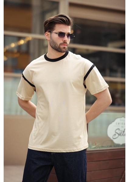 Bej Bisiklet Yaka Regular Fit Erkek T-Shirt E7126 fiyatları