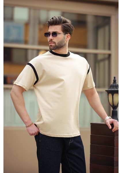 Bej Bisiklet Yaka Regular Fit Erkek T-Shirt E7126 fırsatları