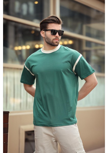 Koyu Yeşil Bisiklet Yaka Regular Fit Erkek T-Shirt E7126