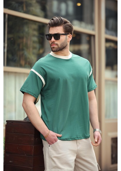 Koyu Yeşil Bisiklet Yaka Regular Fit Erkek T-Shirt E7126 fiyatları