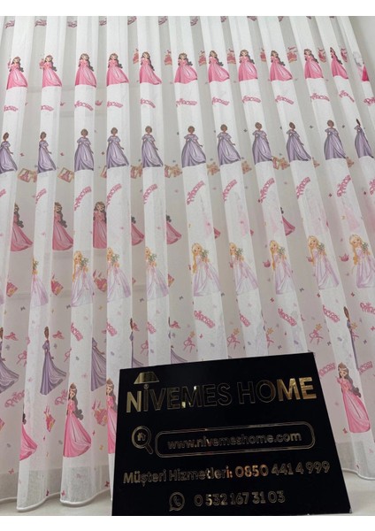 Nivemeshome HYL00009.801 KRDT204096 Prenses Çocuk Odası 1/2.5 Pile Tül Perde Apm