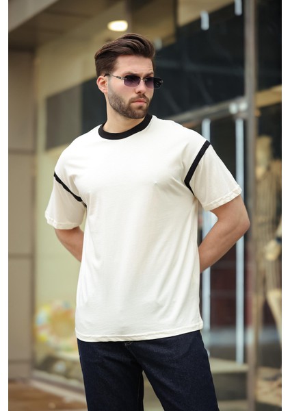 Ekru Bisiklet Yaka Regular Fit Erkek T-Shirt E7126