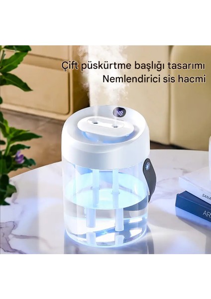 V2L Çift Sprey Dijital Göstergeli Hava Nemlendirici Ile Uçucu Yağ Difrözü ve USB Gece Lambası