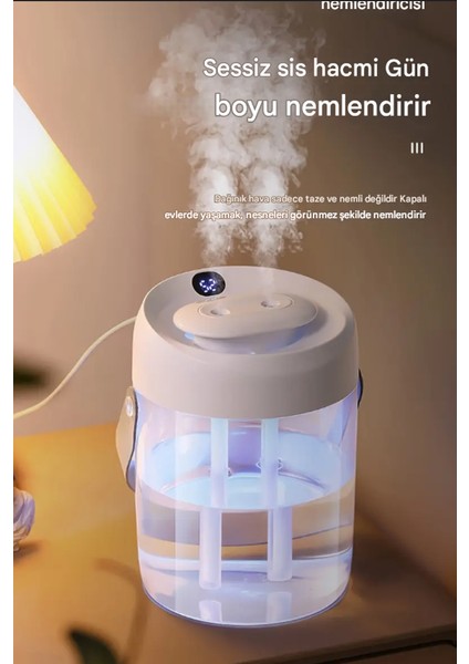 V2L Çift Sprey Dijital Göstergeli Hava Nemlendirici Ile Uçucu Yağ Difrözü ve USB Gece Lambası