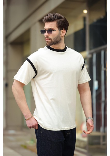 Ekru Bisiklet Yaka Regular Fit Erkek T-Shirt E7126