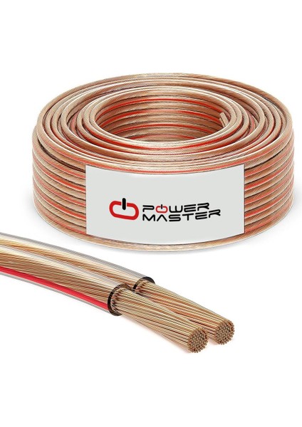 PM-431 2X2.50 Şeffaf Kodlu 100 Metre Bakır Cu Hoparlör Kablosu