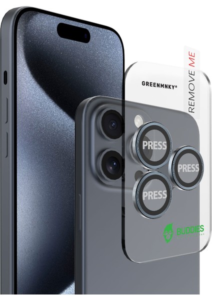 Buddıes iPhone 15 Pro / 15 Pro Max Uyumlu Kamera Lens Koruyucu (MİDNİGHT BLUE)