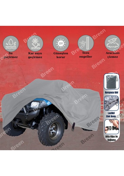 Gri Atv Brandası, XL Beden, Koruma Örtüsü, Güneşten Korur, Su Geçirmez, Dayanıklı