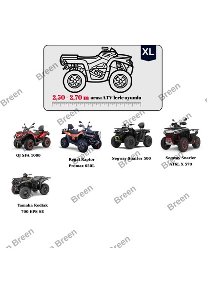 Gri Atv Brandası, XL Beden, Koruma Örtüsü, Güneşten Korur, Su Geçirmez, Dayanıklı