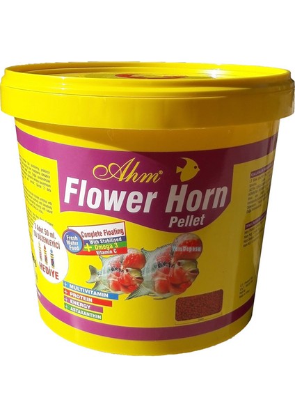 Flower Horn Ciklet Pellet 3kg Kova Balık Yemi