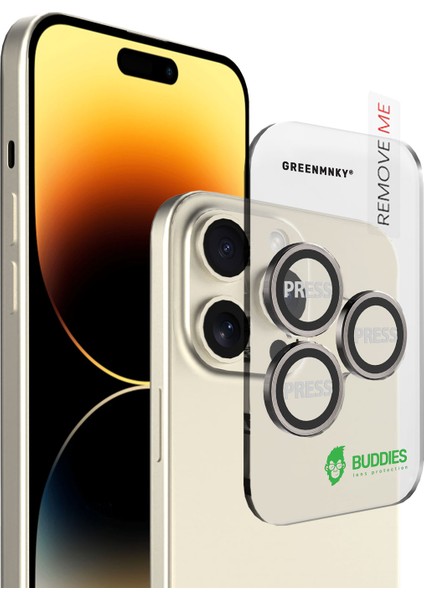 Buddıes iPhone 14 Pro / 14 Pro Max Uyumlu Kamera Lens Koruyucu (GOLD)