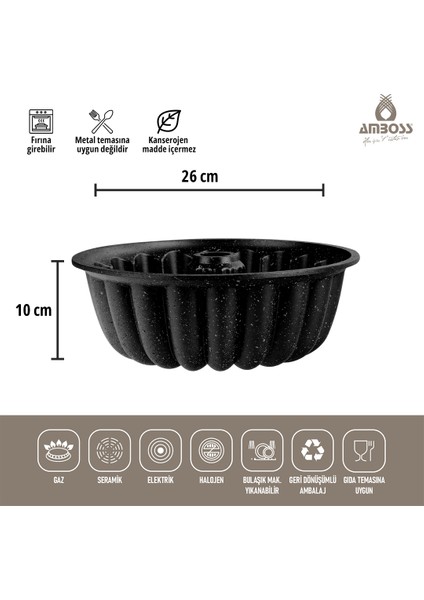 Alya Döküm Kek Kalıbı Yanmaz Yapışmaz - Siyah 26 cm