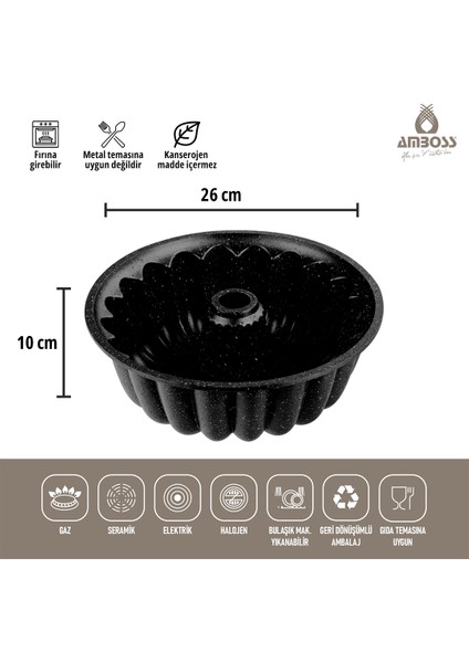 Alya Döküm Kek Kalıbı Yanmaz Yapışmaz - Siyah 26 cm