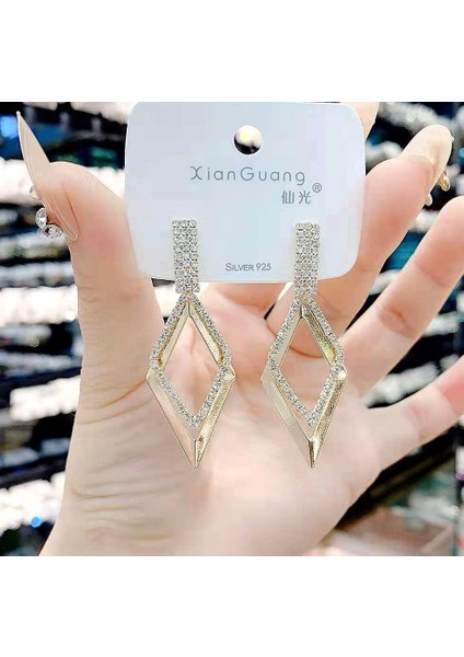 Moda Kedi Gözü Elmas Küpe Kadın Ilkbahar ve Yaz Ince Yeni Stil Işık Lüks High-End Küpe (Yurt Dışından)