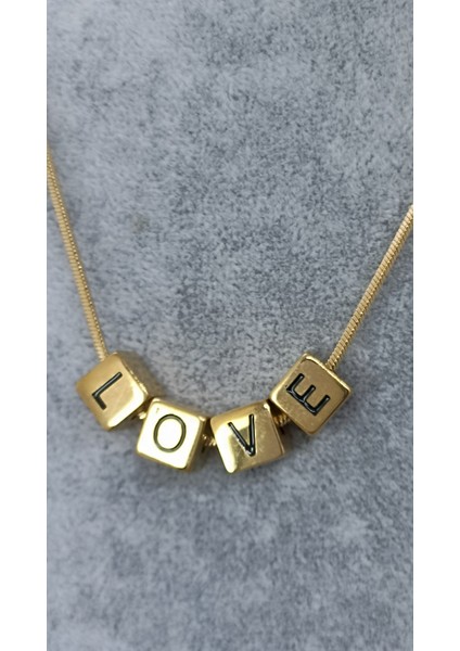 Gold Renk '' Love '' Detay Çelik Kolye(55+5 Cm) fiyatları