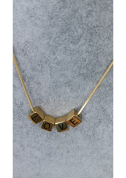 Gold Renk '' Love '' Detay Çelik Kolye(55+5 Cm) fırsatları