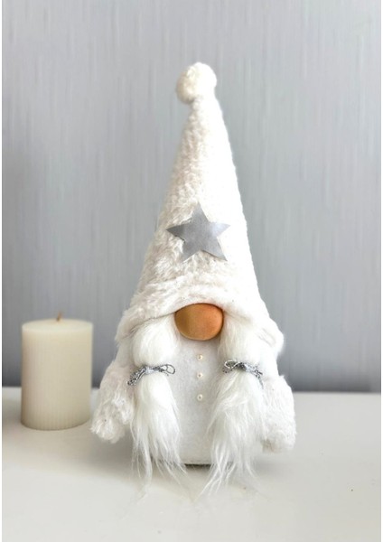 Iskandinav Şans Cücesi-Ev Ofis Bebek Odası Dekoru Hediyelik-Winter Girl - 35 cm