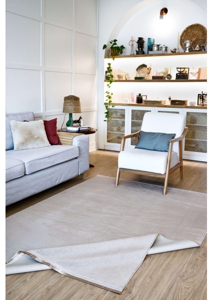 Halı Yoga 5013 Bej Kaymaz Yıkanabilir Düz Renk Üst Kalite Yumuşak Dokulu Halı modelleri