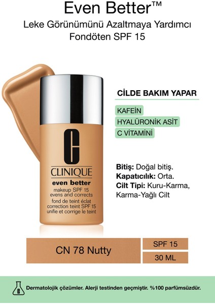 Even Better™ Doğal Bitişli Fondöten SPF 15 - Renk: Cn 78 Nutty 30ml | C Vitamini