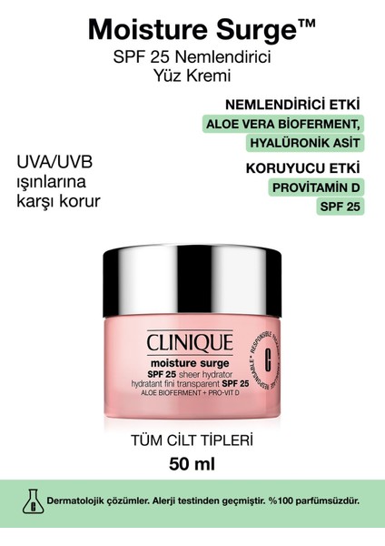Moisture Surge™ SPF 25 Nemlendirici Yüz Kremi - 50ml | Aloe Vera BioFerment, Hyalüronik Asit