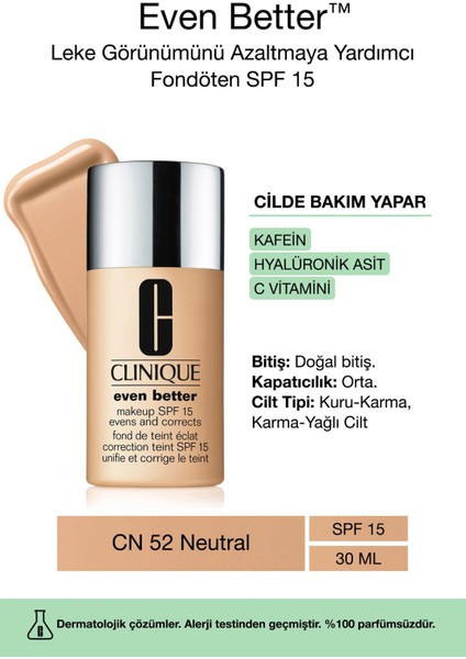 Even Better™ Doğal Bitişli Fondöten SPF 15 - Renk: CN 52 Neutral 30ml | C Vitamini