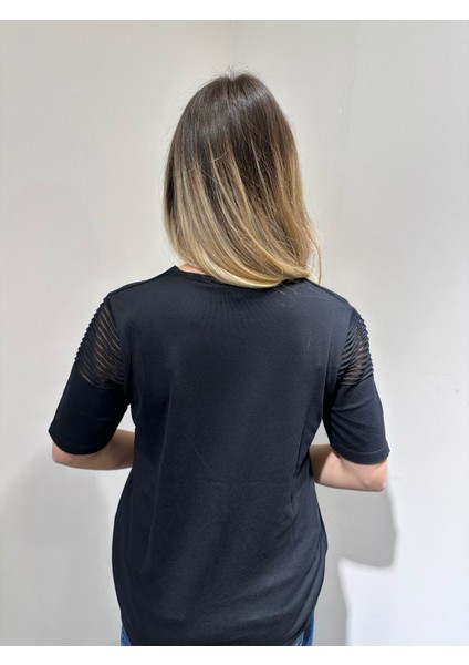 Kadın Bluz Mesh Detaylı