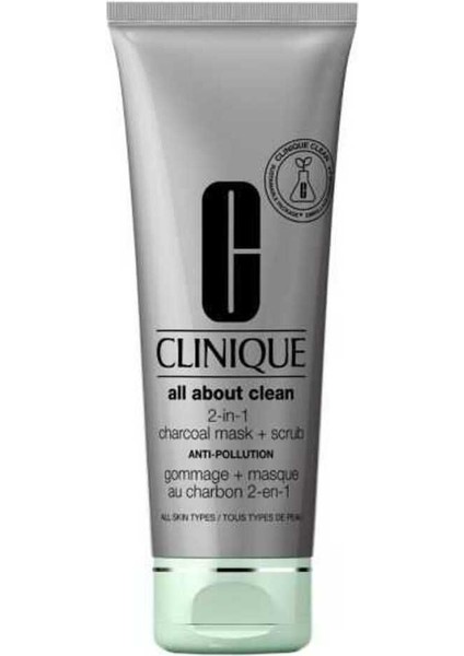 All About Clean™ 2-in-1 Kömür Maskesi ve Peeling 100 ml | Bambu Kömürü, Paolin Kili