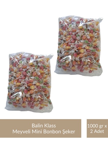 Poşet Klass Meyveli Mini Bonbon Şeker 1000 gr x 2 Adet