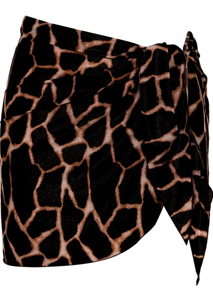Siyah Leopar Desen Bağlamalı Pareo
