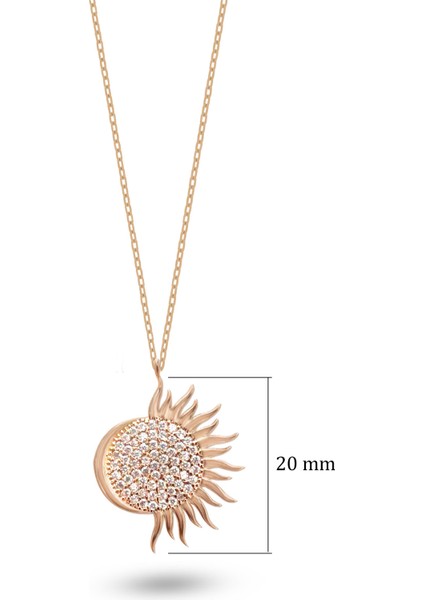 Güneş ve Ay Gümüş Kolye 925 Ayar Gümüş Taşlı Kolye Sssunmoon Kırmızı Renk fiyatları