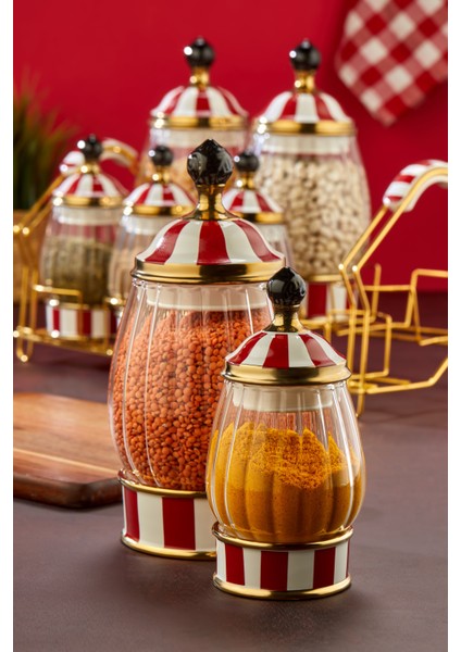 Lüks Cam & Porselen Kapaklı 7’li Baharat Takımı – Altın Detaylı Şık Stantlı Baharatlık Seti fiyatları