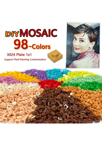 Akıllı Plaka 1x1 Yapı Taşı Moc Parçaları Dıy Logo Piksel Sanat Qr Kodu Tuğla Mozaik Oyuncaklar 98 Renk Uyumlu 3024 578 Adet/grup (Yurt Dışından)