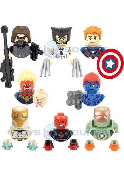 Mystique Demir Kırmızı Kafatası Adam Kaptan Kış Asker Amerika Wolverine Modeli Yapı Taşları Moc Tuğla Seti Hediyeler Oyuncaklar (Yurt Dışından)