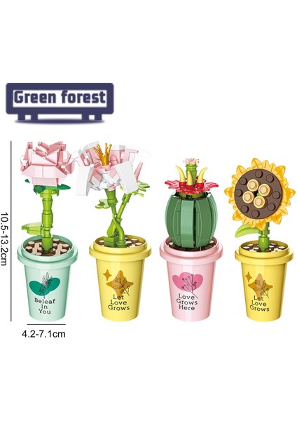 Yeşil Orman Bitki Yapı Taşları Çiçek Ebedi Zambak Botanik Koleksiyonu Bonsai Yapı Taşları (Yurt Dışından)