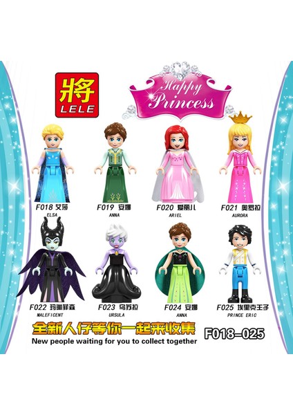 Tek Satış Dondurulmuş Rakamlar Yapı Taşları Elsa Anna Ariel Aurora Prens Eric Maleficent Tuğlaları Çocuk Kız Koleksiyonu Hediye Oyuncaklar F018-025 (Yurt Dışından)
