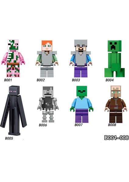 Tek Satış Minecraft Rakamlar Yapı Taşları Steve Alex Enderman Zombileştirilmiş Piglin Creeper Minifigures Çocuklar Için Tuğlalar Hediye Oyuncaklar (Yurt Dışından)