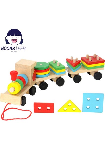 Montessori Ahşap Oyuncaklar Araç Bulmacalar Tren Eğitici Çocuk Bebek Ahşap Masif Ahşap Istifleme Tren Yürümeye Başlayan Bulmaca Çocuklar Için (Yurt Dışından)