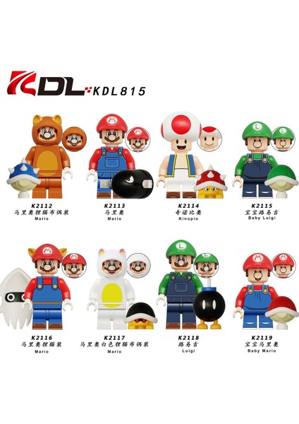 Tek Satış Süper Mario Bros. Film Yapı Taşları Mario Kinopio Luigi Aksiyon Figürleri Aksesuarları Çocuk Oyuncakları KDL81 (Yurt Dışından)