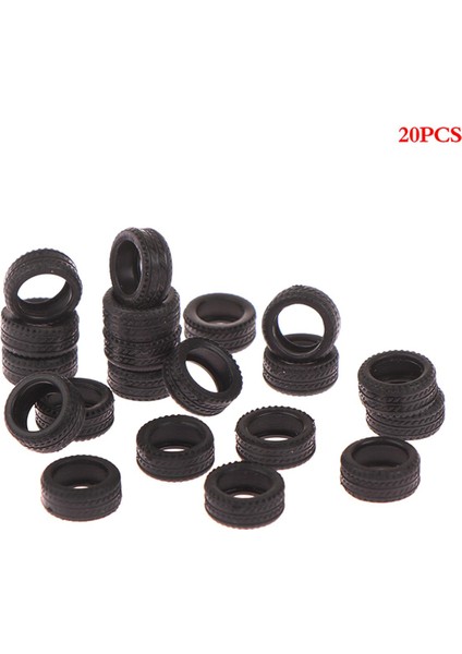 20 Adet 1/64 Lastik Kaplama Araba Modeli Sahne Aksesuarları Lastik Tekerlekler Araba Modeli Sahne Mj (Yurt Dışından)