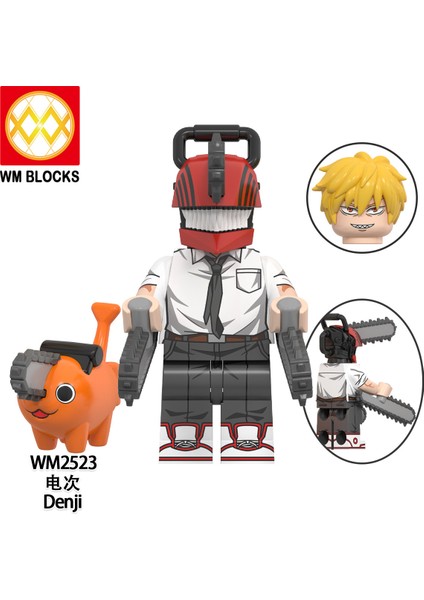 Tek Satış WM2523 WM2524 Testere Adam Figürleri Yapı Taşları Denji Pochita Anime Tuğla Karikatür Mini Aksiyon Oyuncak Oyuncaklar Hediyeler Birleştirin (Yurt Dışından)