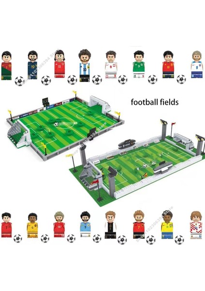 Futbol Sahası Yapı Taşları Dıy Masa Futbolu Kurulu Yapı Tuğlaları Blokları Eğitici Oyuncaklar Çocuk Için Hediye Ünlü Futbol Yıldızları (Yurt Dışından)