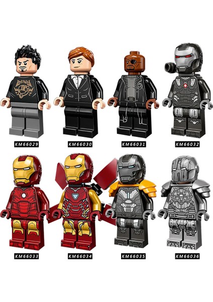 Adet/takım KM66029-66036 Marvel Demir Adam Yapı Taşları Şekil Tony Stark Biber Minifigure Yapı Tuğlaları Çocuk Oyuncakları (Yurt Dışından)