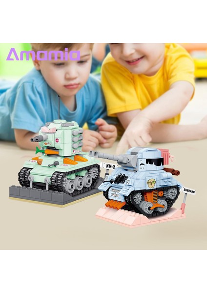 Amamia Sherman Tankı Tuğlaları Çeşitli Stiller Askeri Tank Çocuk Yapı Oyuncak (Yurt Dışından)