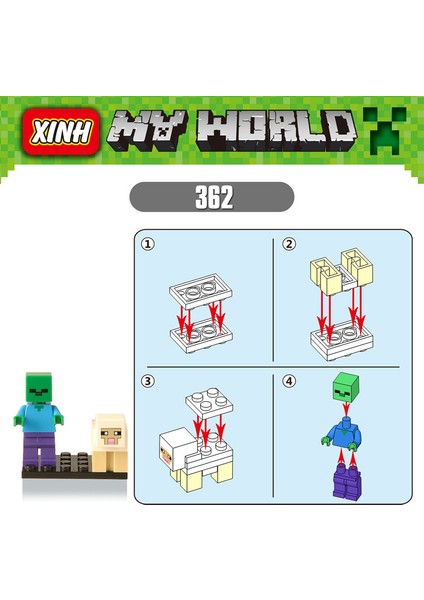 Tek Satış Minecraft Yapı Taşları Oyun Serisi Steve Iskelet Zombi Tuğla Eğitici Rakamlar Oyuncaklar Çocuklar Için Koleksiyon X0127 (Yurt Dışından)