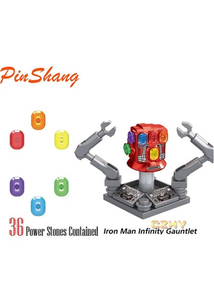 Pinshang Iron Man Sonsuzluk Dayağı Eldiveni 36 Güç Taşlı Minifigures Thanos Yapı Taşları (Yurt Dışından)
