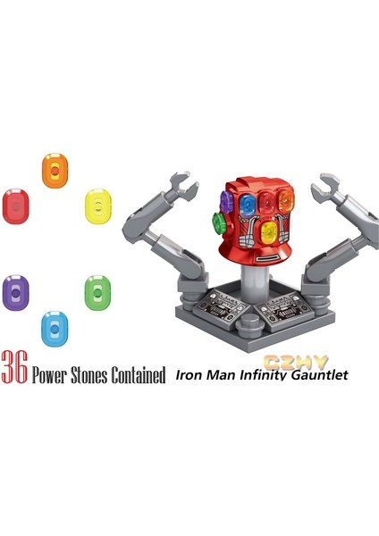 Pinshang Iron Man Sonsuzluk Dayağı Eldiveni 36 Güç Taşlı Minifigures Thanos Yapı Taşları (Yurt Dışından)
