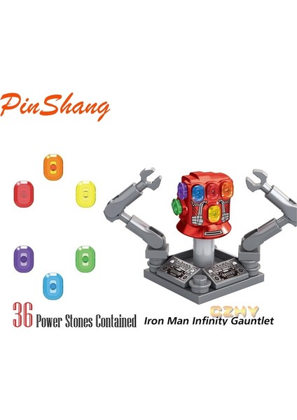 Pinshang Iron Man Sonsuzluk Dayağı Eldiveni 36 Güç Taşlı Minifigures Thanos Yapı Taşları (Yurt Dışından)